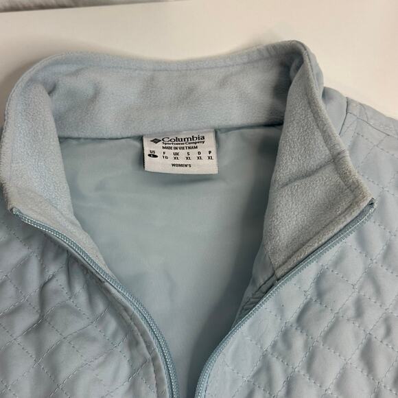 Columbia Light Blue Diamond Quilted/Fleece Vest Full Zip Ski Womens Size Large L - Picture 12 of 12